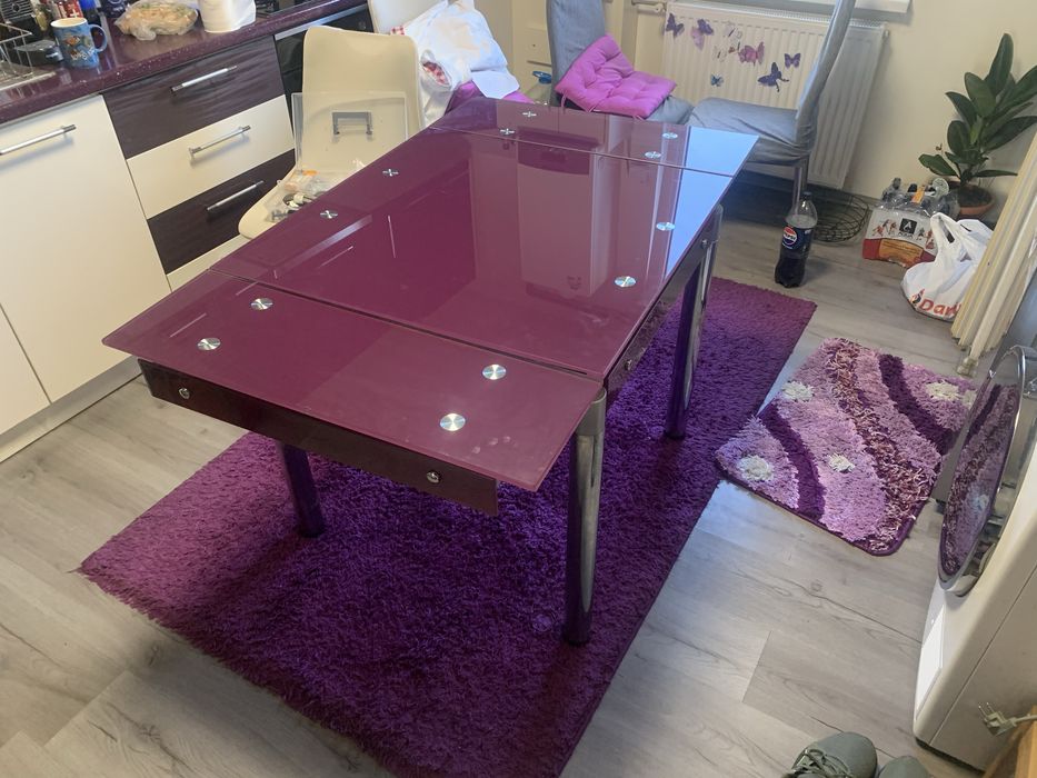 Vand masa extensibila din sticla securizata