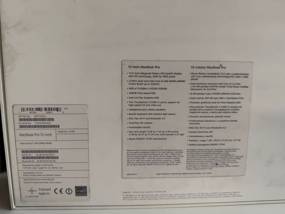 MacBook Pro 13-inch 256GB