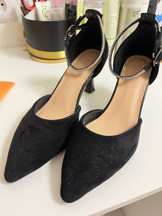 Туфли(черный,с блестками)