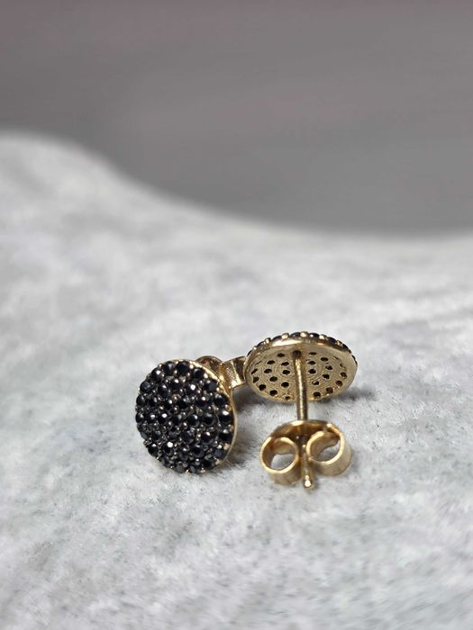 Cercei Aur 14K cu Zirconii Negre | Eleganță Modernă și Strălucire Rafinată
