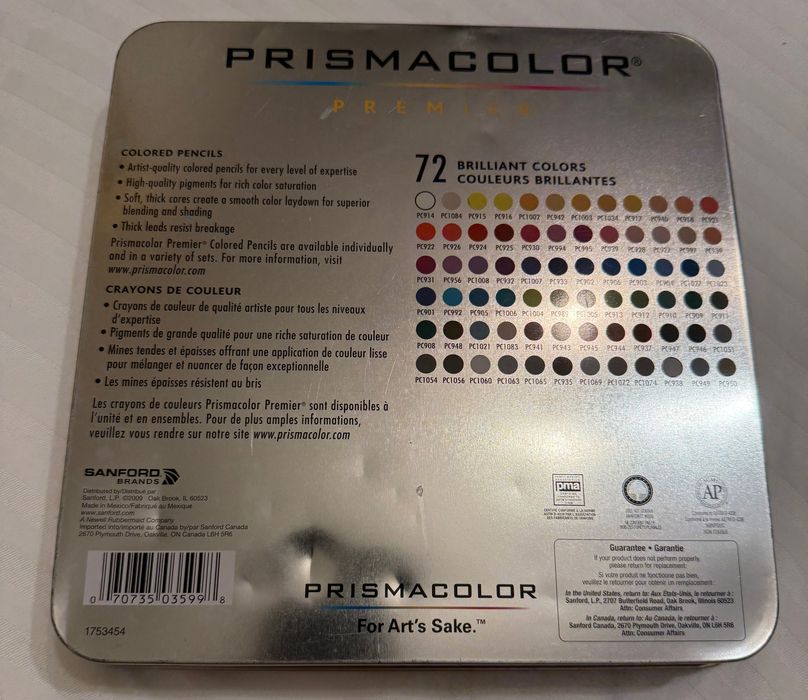 Prismacolor Premier 72 професионални цветни молива – пълен комплект, съвсем леко използван