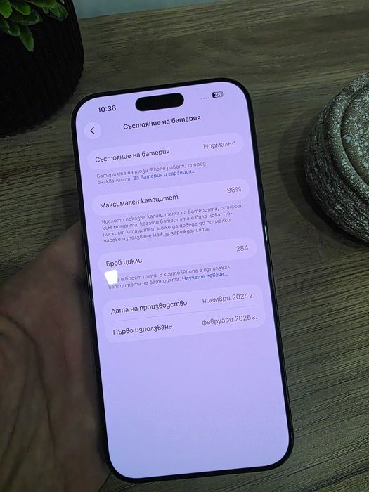 iPhone 16 Pro Max 256GB • Батерия 96% • 284 цикъла • Физическа SIM