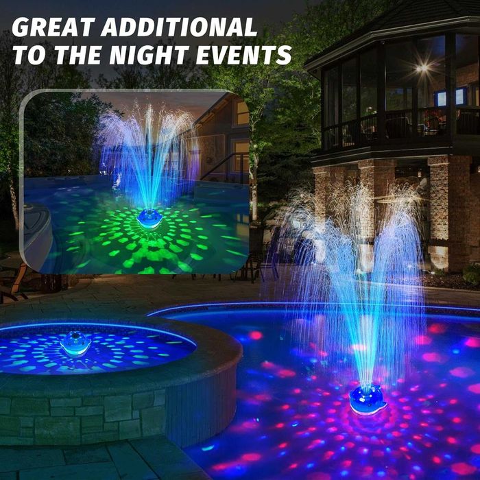 Fantana arteziana plutitoare pentru piscina cu LED