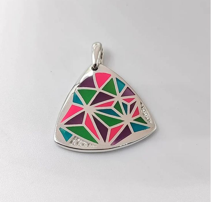 Комплект серебро эмаль с цепочкой