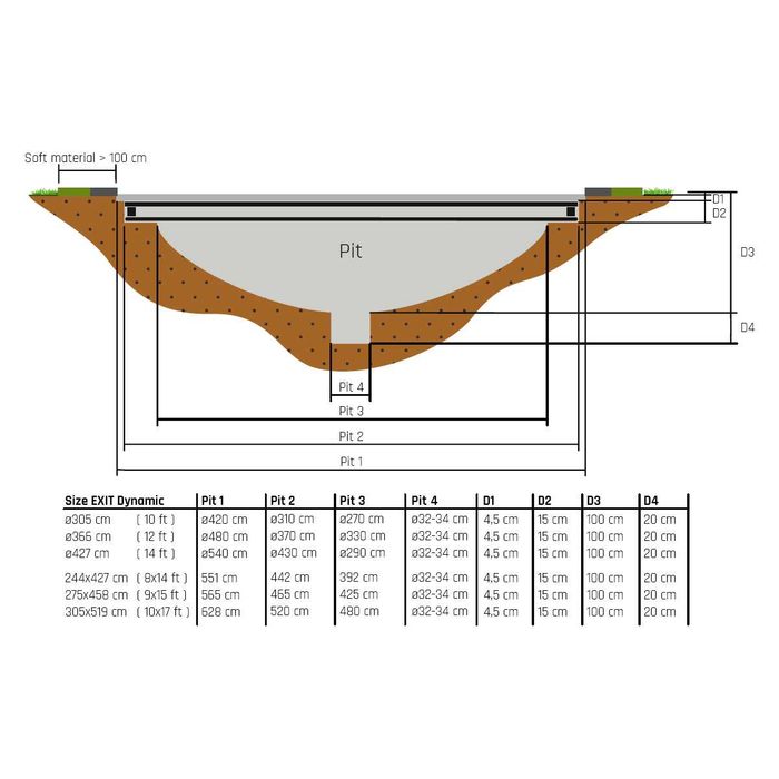 EXIT Dynamic вкопан трамплин / батут ø3