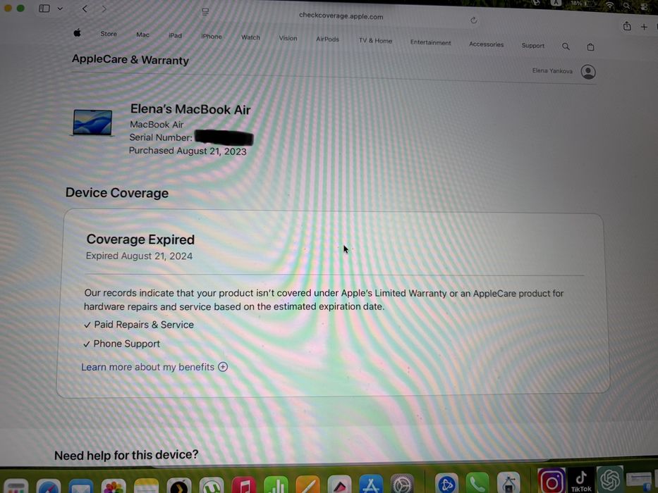 Macbook Air M2 13.6 8gb/256 gb ssd