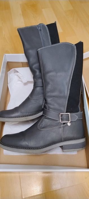 Cizme de piele gri Melania mărime 38