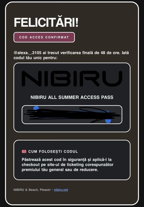 Coduri de reducere (all summer acces nibiru + 30% G.A BEACH PLEASE)