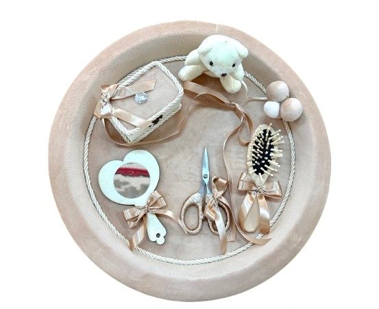 Set tavita mot/turta, 6 piese din catifea