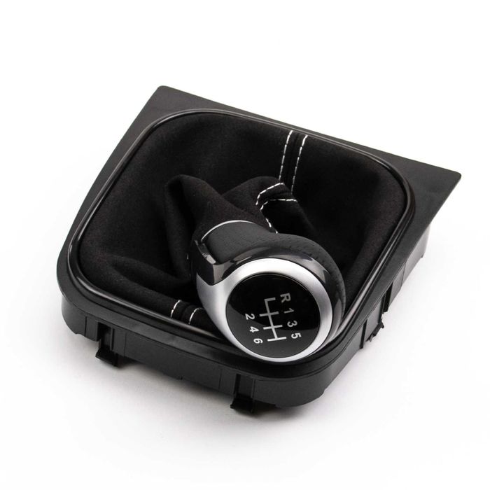 Сива топка за Скоростен Лост с маншон за VW Golf V VI Jetta Бял Шев