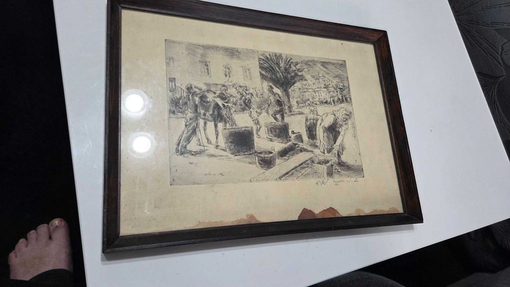 Litografie vintage cu motiv rural