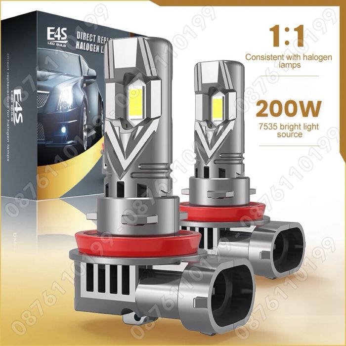 2 БРОЯ LED Диодни крушки H11 200W 9-32V +300%