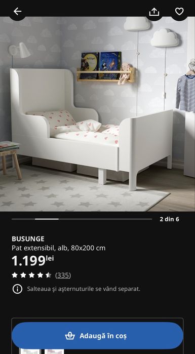 Pat extensibil ikea busunge pat copii extensibil evolutiv 80x200
