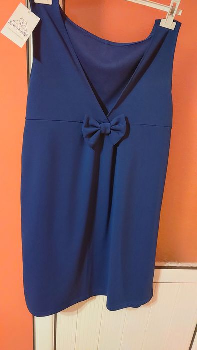 Нова синя рокля с панделка