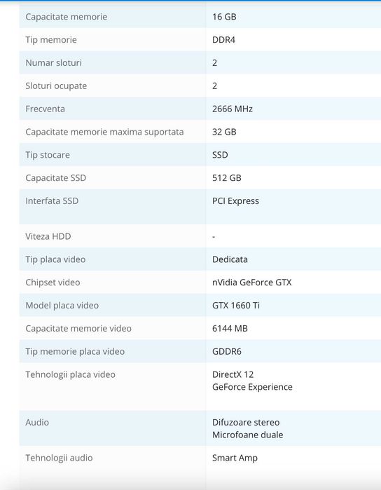 Laptop Gaming ASUS ROG Strix i7-9750H 512GB 16GB RAM GTX 1660Ti 6GB