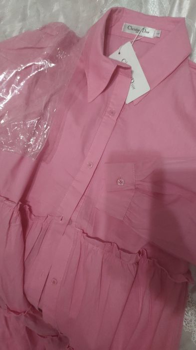 Очень красивое длиное платье розовый хлопок лёгкий на лето Пекин фабри