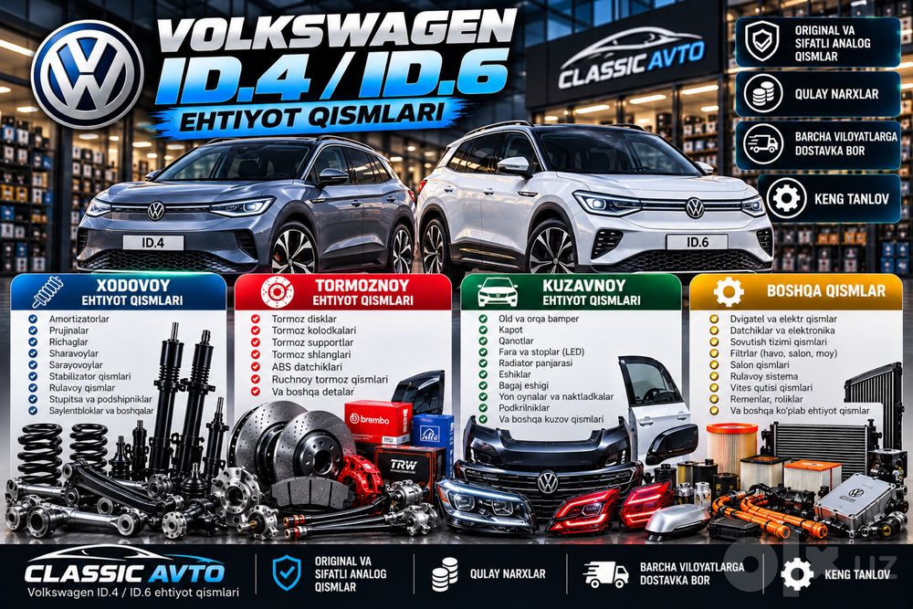 Volkswagen ID.4 ID.6 ehtiyot qismlari | Xodovoy, kuzov, tormoz