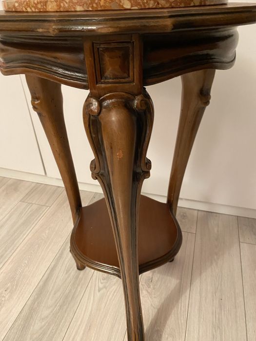Comoda Piedestal Suport Marmura Lemn Masiv Vintage Sculpturi