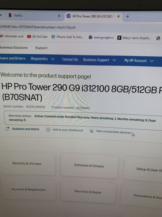 Vand unitate sigilata hp pro tower 290 g9 i3 12100 8gb ssd 512gb