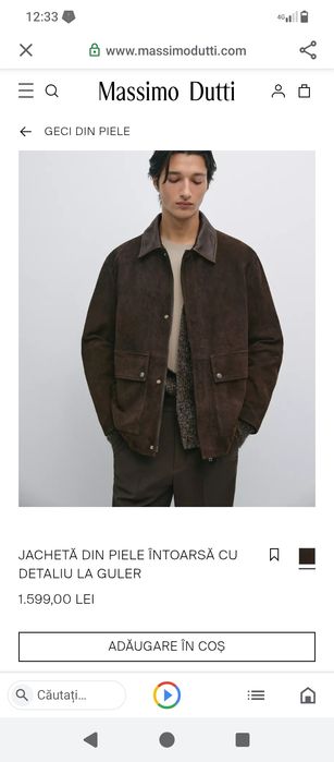 Geacă din Piele întoarsă Massimo Dutti