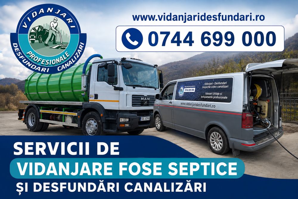 Vidanjare  Bacau,fose sepice,desfundare,videoinspectie canalizari