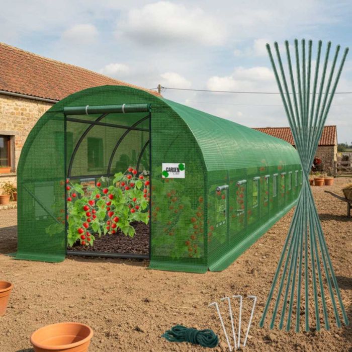 Голяма оранжерия с отлична вентилация и здрава конструкция