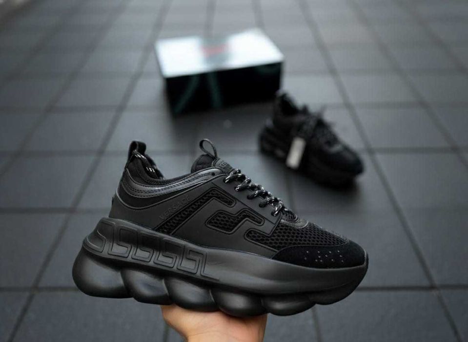 Adidasi VERSACE Chain Reaction Negru / Black - PREMIUM