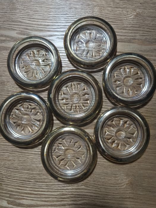 Set 7 suporturi vintage din sticlă și metal aurit – Made in Italy
