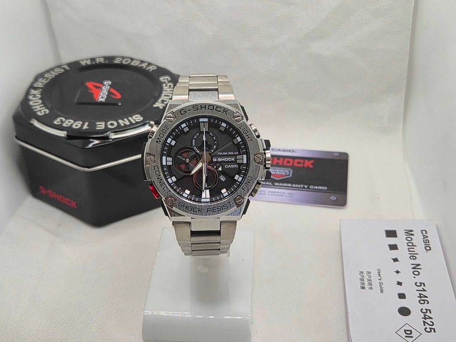 Ceas Sport Barbati Casio g shock GST B100d full metal , SILVER- BLACK Nou.Garantie 2ani