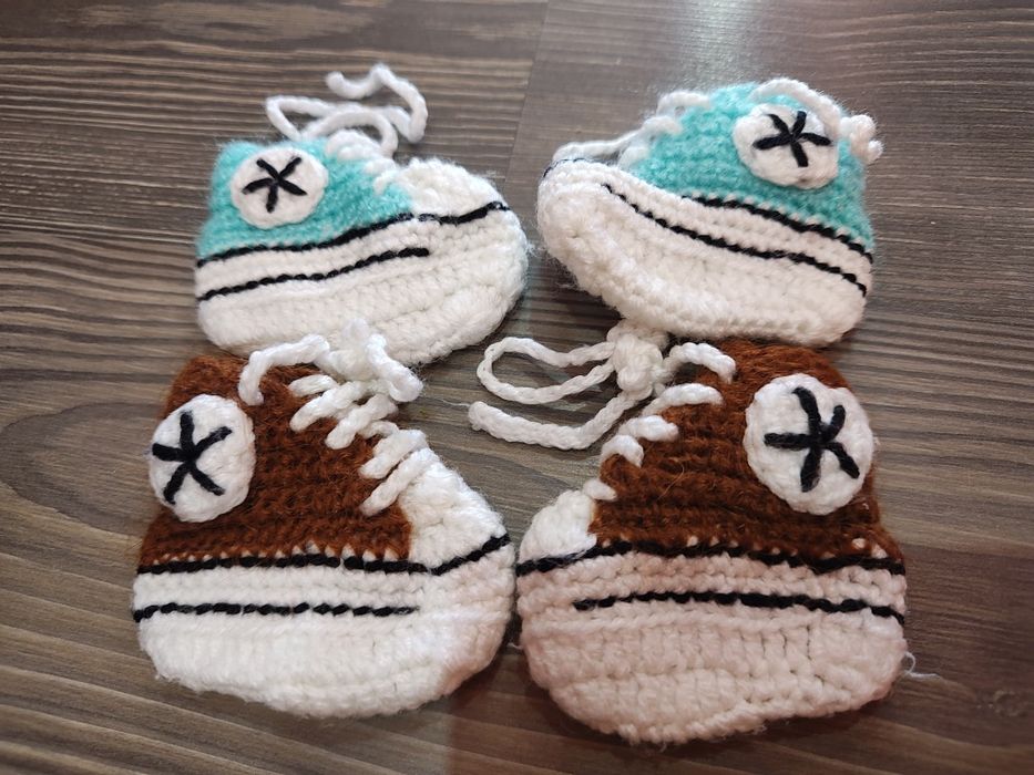 Papucei împletiți băiețel 1 lună