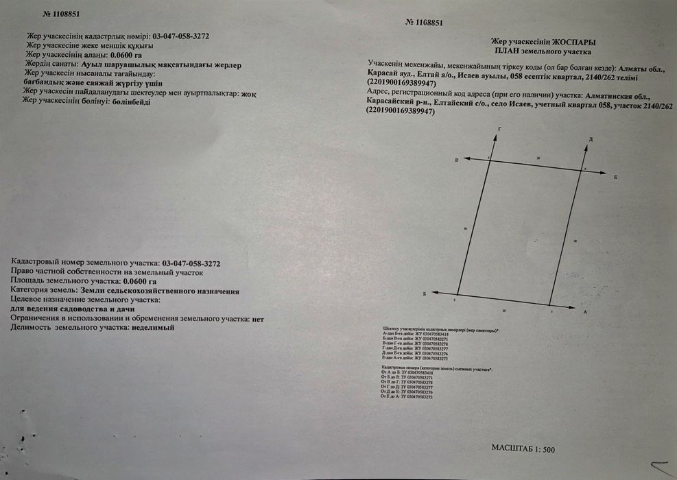 Участок сатылады 6 соток