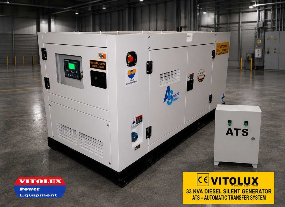 33 КVA / 26 KW Шумозаглушени Трифазни Дизелови Генератори с Автоматика