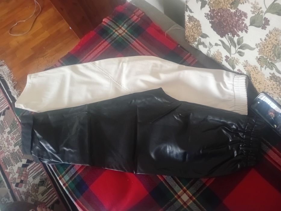 Брюки кожа черные и белые