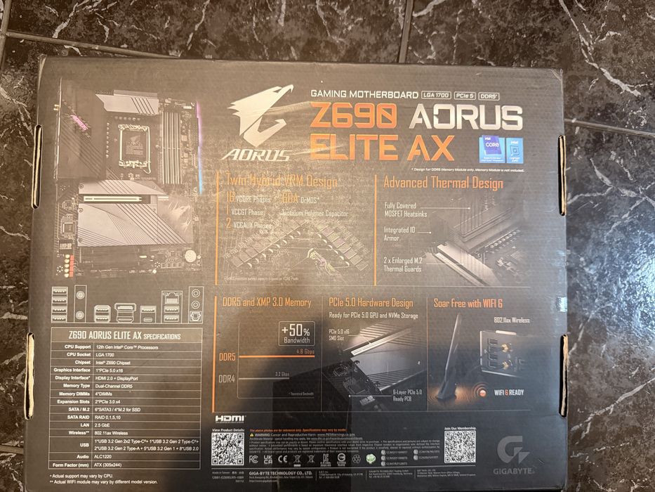 Placă de bază Gigabyte Z690 AORUS ELITE AX - Socket LGA1700, DDR5,