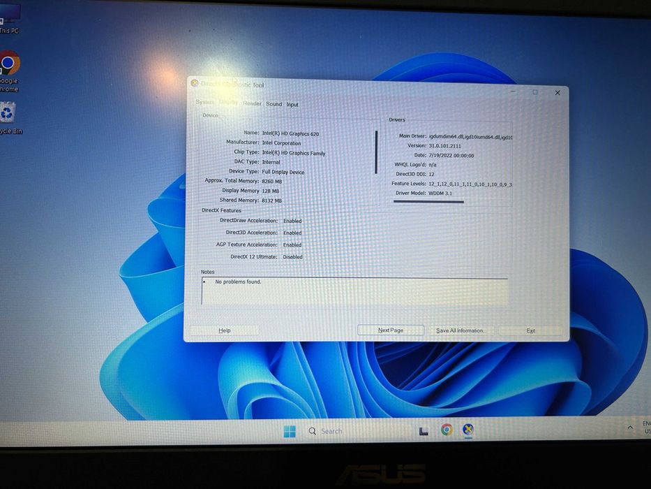 Laptop ASUS i7, 16GB RAM, SSD