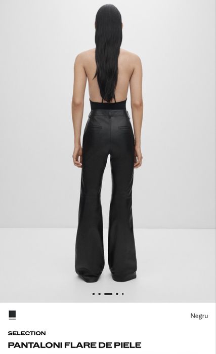 Pantaloni de piele naturala Mango