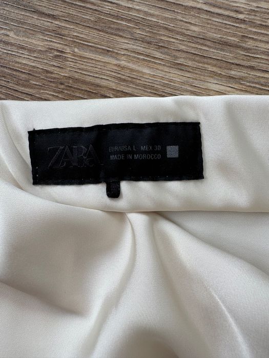 Сатенирана пола ZARA L бежова