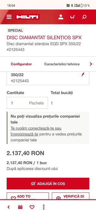 Disc diamantat silentios 350/25 HILTI