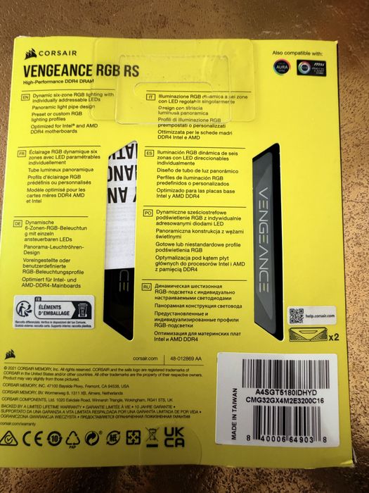 ram corsair DDR4 2 ori 16 gb