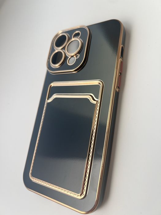 Кейс за iPhone 13 Pro Max Силиконов Черен Златен Кант Джоб