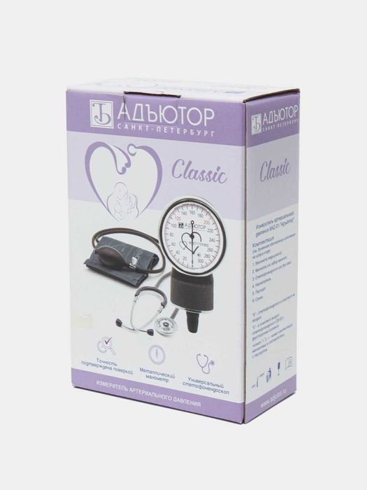 Mexanik tonometr Adyutor, fonendoskop bilan, Rossiya