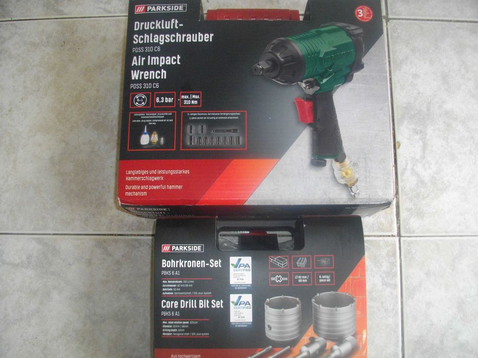 Нови Немски:Пневматичен Гайковерт/ Комплект Диамант Боркорони Parkside
