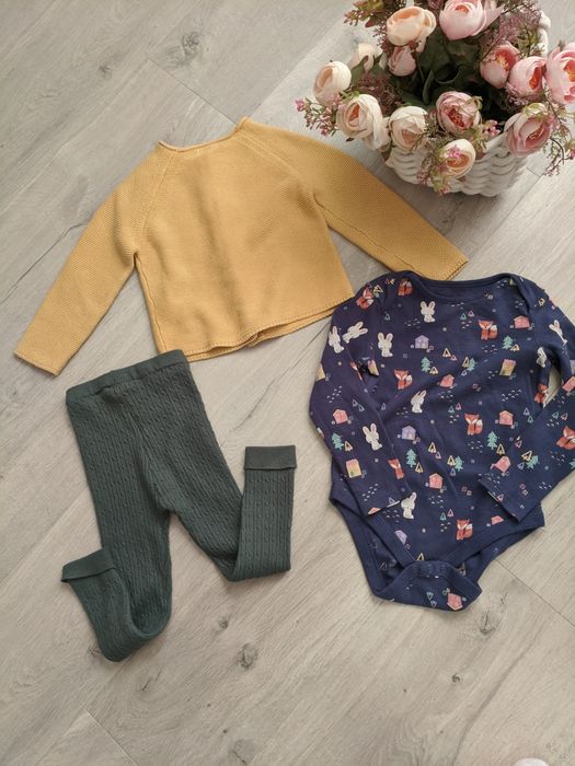 Cardigan Next, body și colanți  Zara, 2-3 ani, 92-98