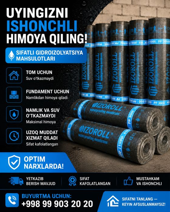 Sifatli gidroizalatsiya optim narhlarda falgaizolarimiz