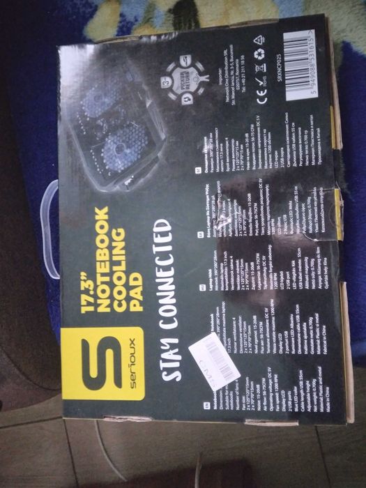 Cooler laptop Serioux NCP025, 10-17.3", 4 ventilatoare, USB, negru