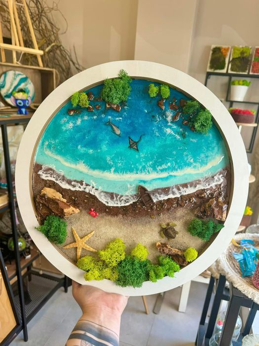 Картини с впоксидна смола и скандинавски мъх