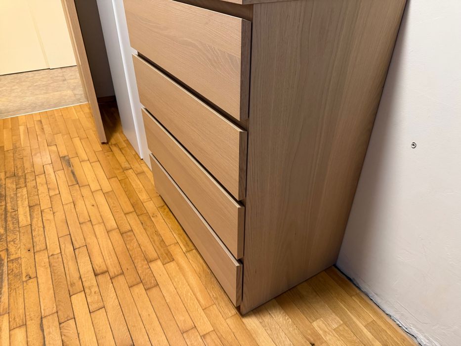 Ikea Malm скрин с четири чекмеджета избелен дъб