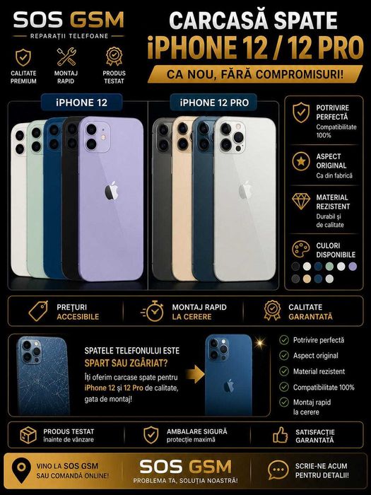 Carcasa capac camera fata spate iphone 12 12 pro
