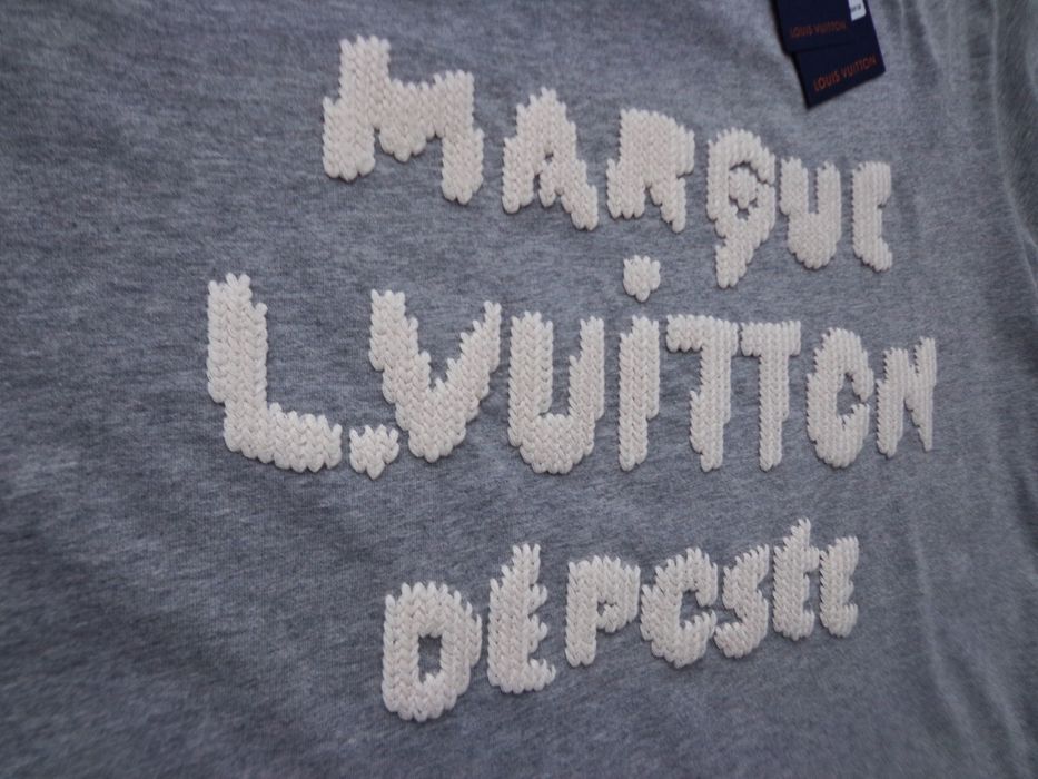 Мъжка тениска Louis Vuitton Embroidered Signature T shirt grey