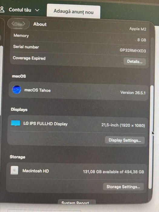 Apple Mac MINI M2  8GB RAM 512GB la cutie